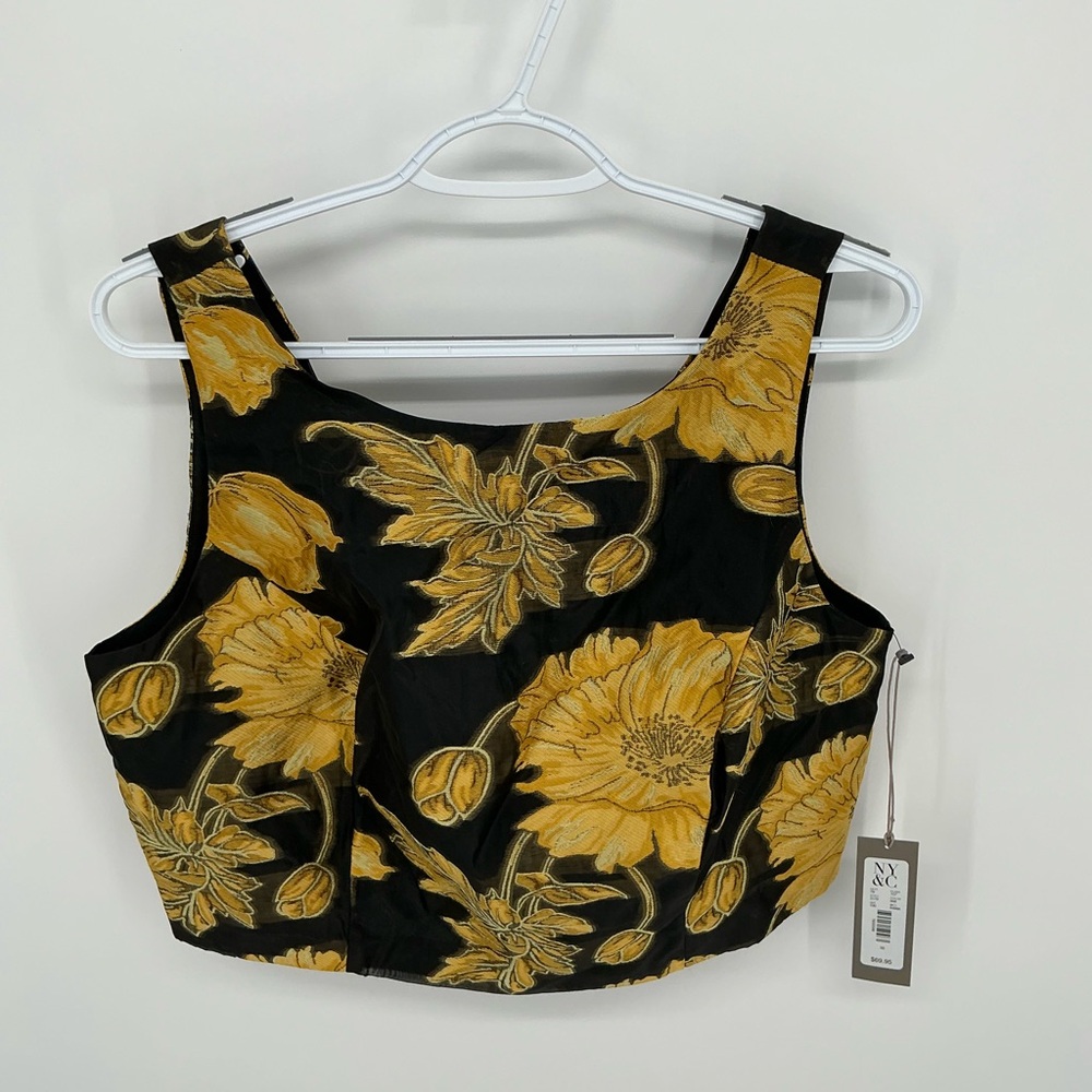 New York & Company Black and Gold Corset Crop top